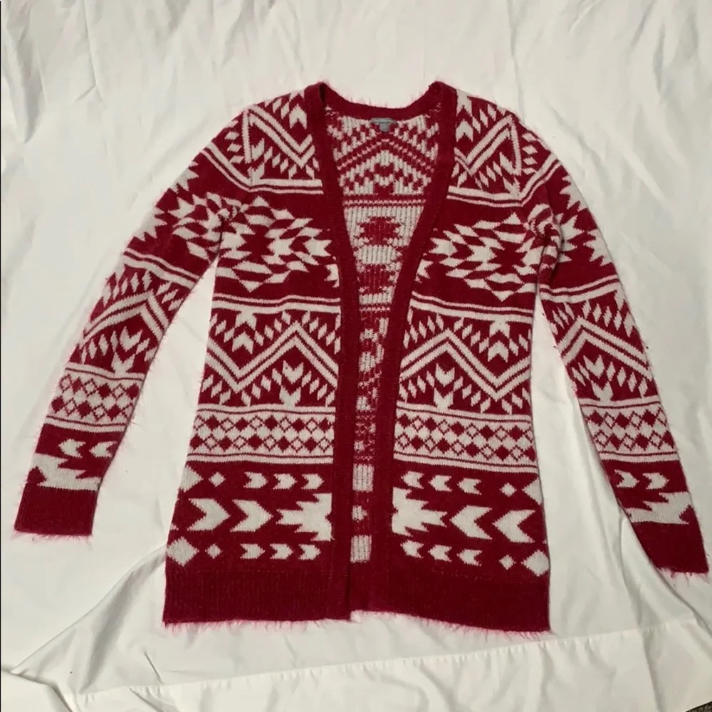 Charlotte Russe Red and White Open Front Cardigan - size Small - Picture 6 of 6